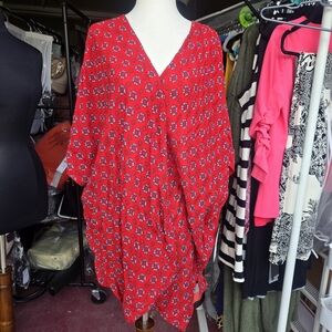 Stitch Fix Your Story Red Print Kimono Open Front Top Size XS NWT
